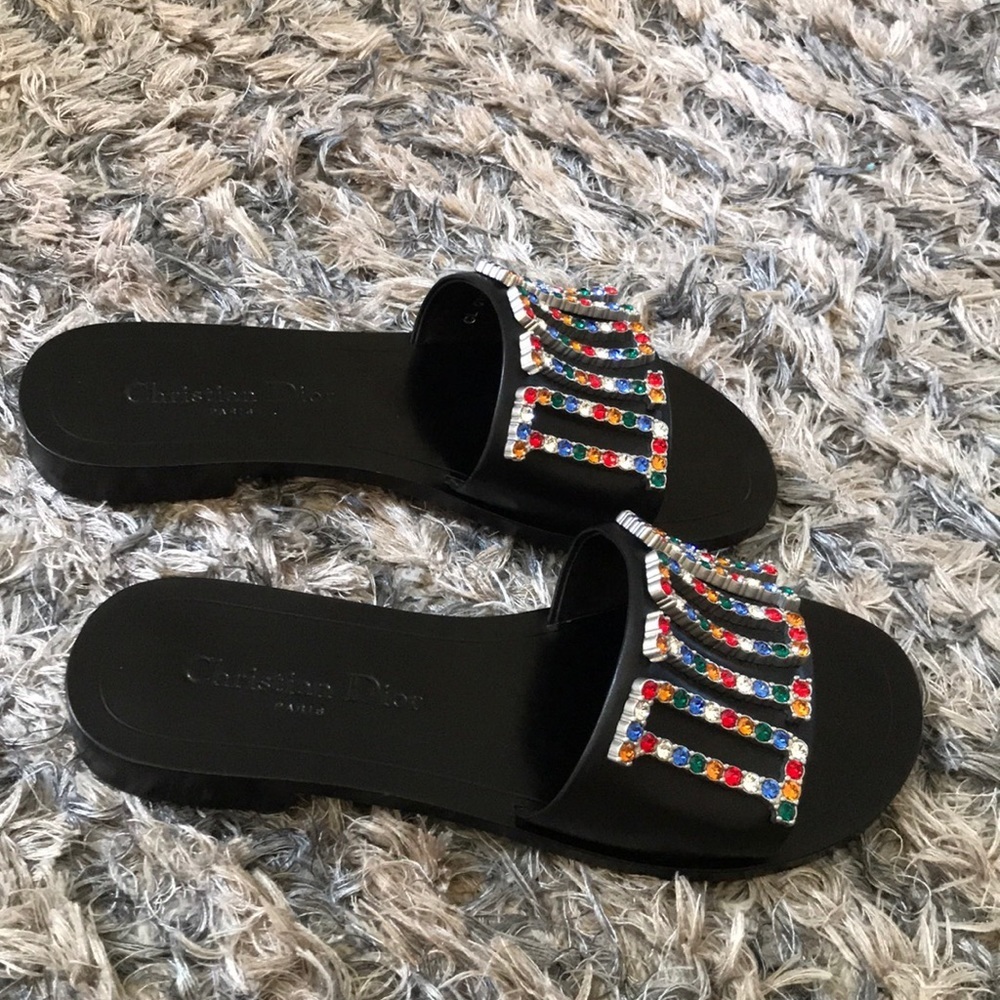 Dior Sandals - DIOREVOLUTION S with Rainbow Colored Crystal Embellished Logo, 36 - Picture 3 of 6